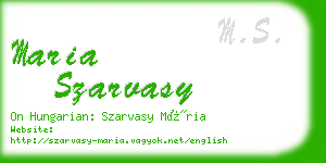 maria szarvasy business card